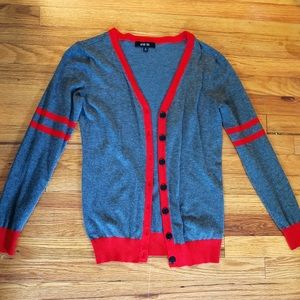 Gray and Red Cardigan
